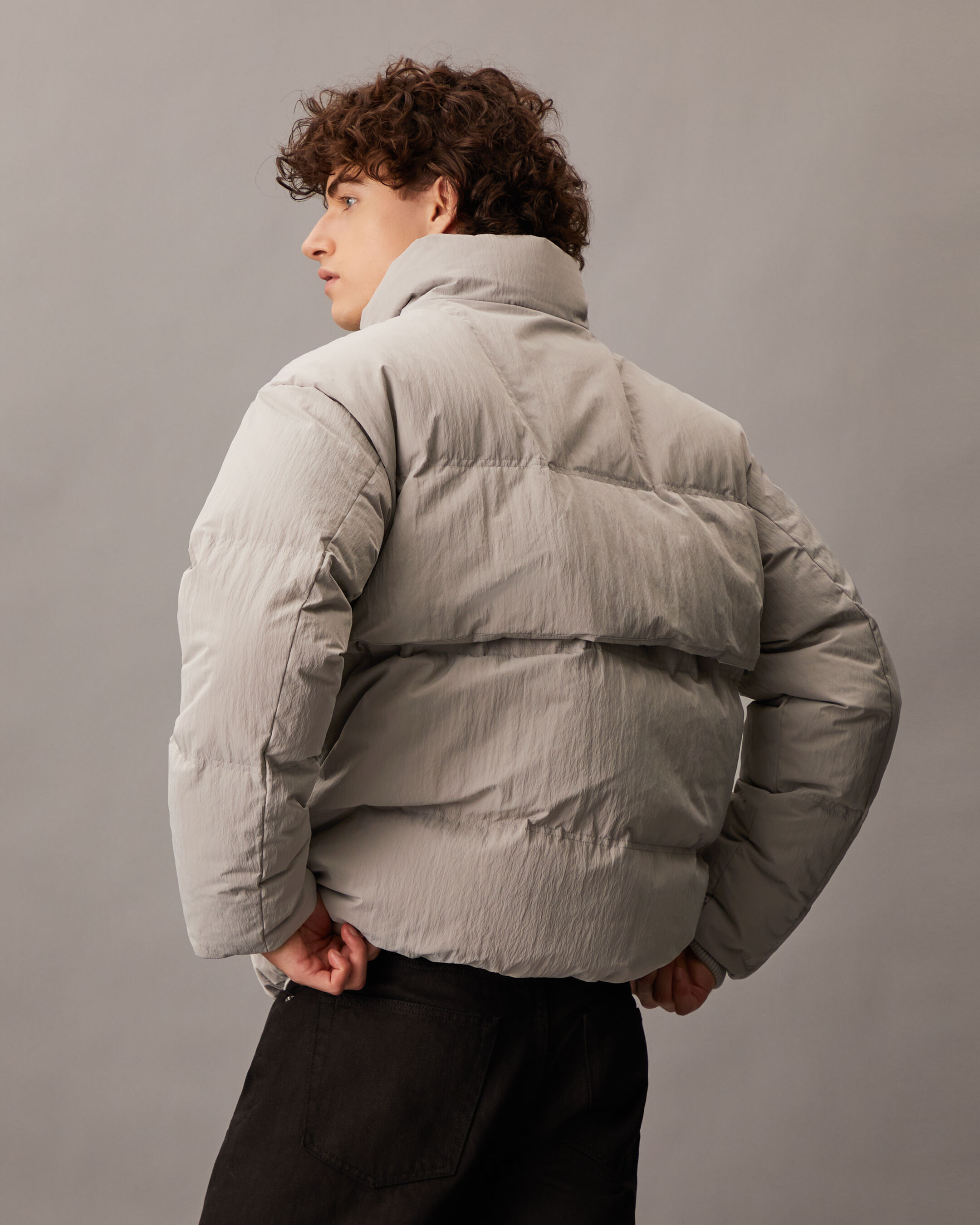 Grey packable down jacket on sale