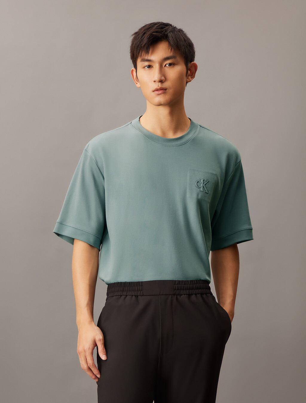 Embossed Monogram Interlock Tee, Lead, hi-res