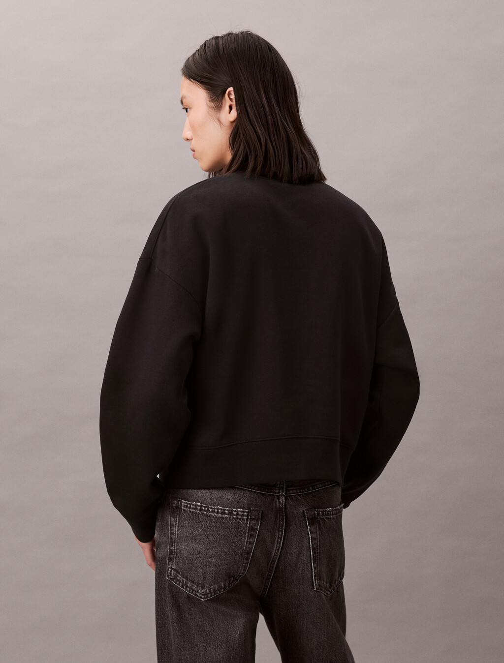Monogram Relaxed Long Sleeve Sweatshirt, Black, hi-res