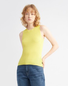 SMOOTH COTTON RIB TANK TOP, GREEN SHEEN, hi-res