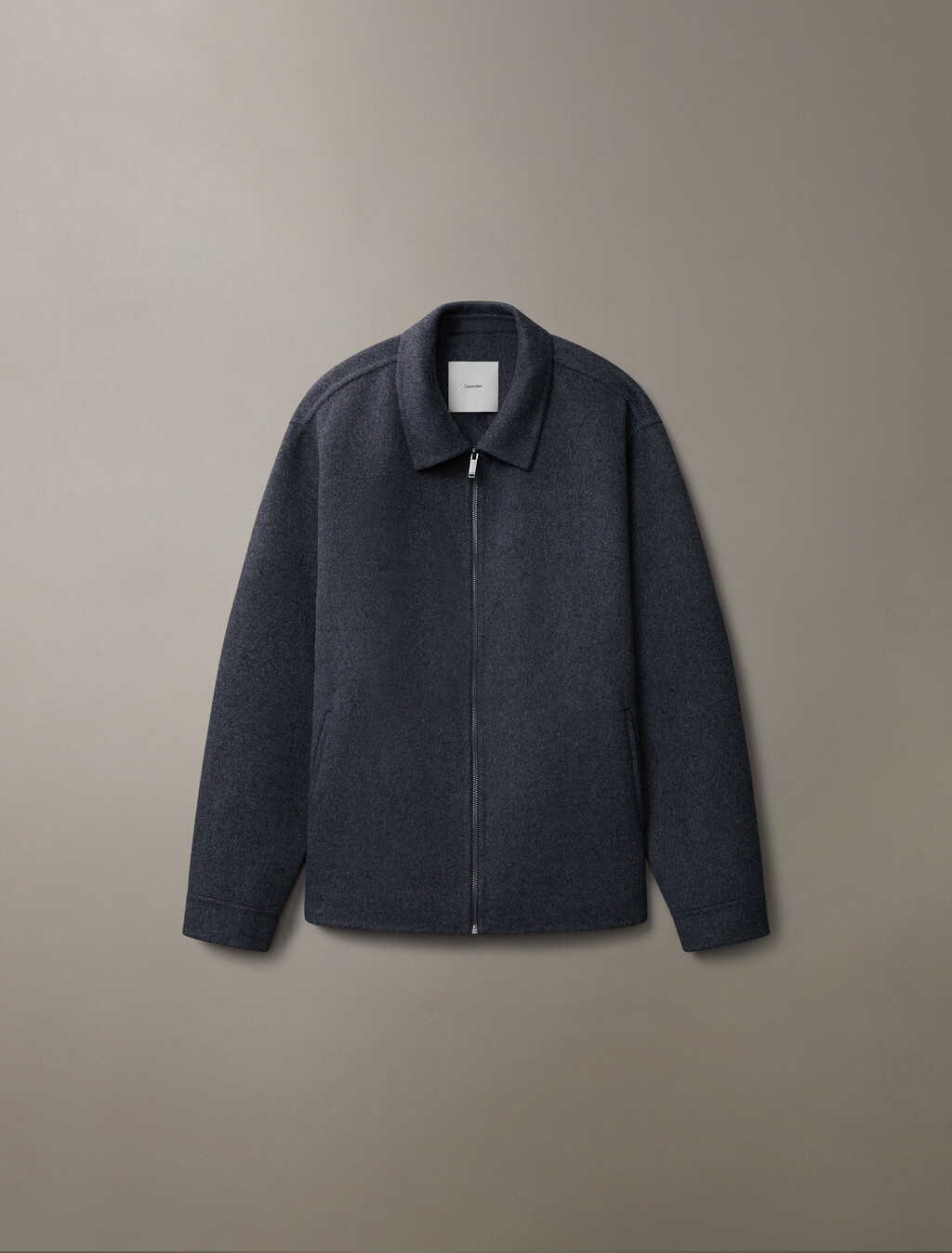 Mélange Wool Blend Short Full Zip Jacket, Ebony, hi-res