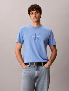 Washed Cotton Monogram T-shirt, Marina, hi-res