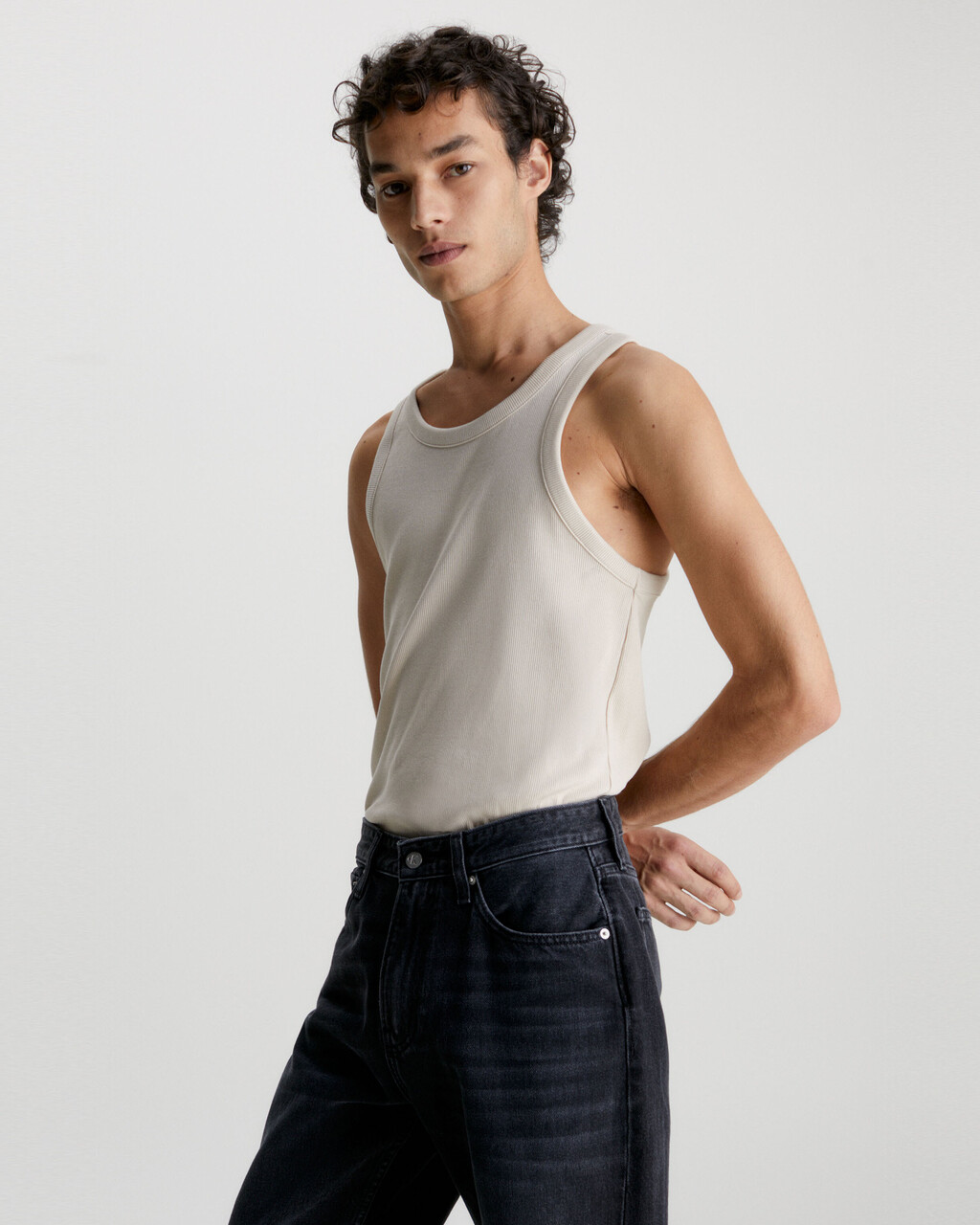 Calvin Klein Slim Rib Tank Top in White for Men