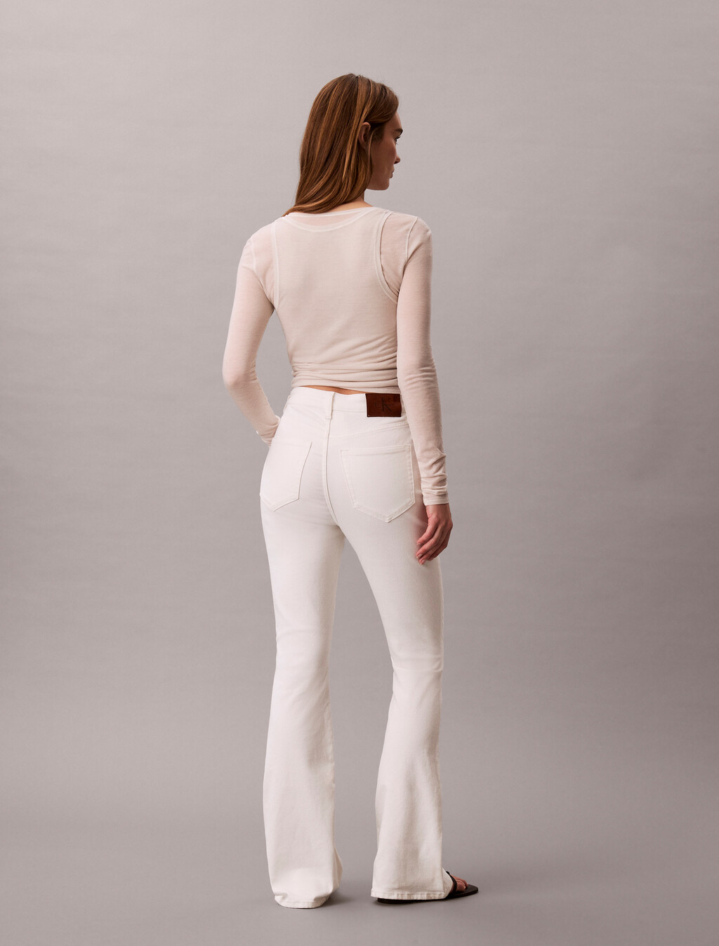 High Rise Flared Jeans, CHALK WHITE, hi-res