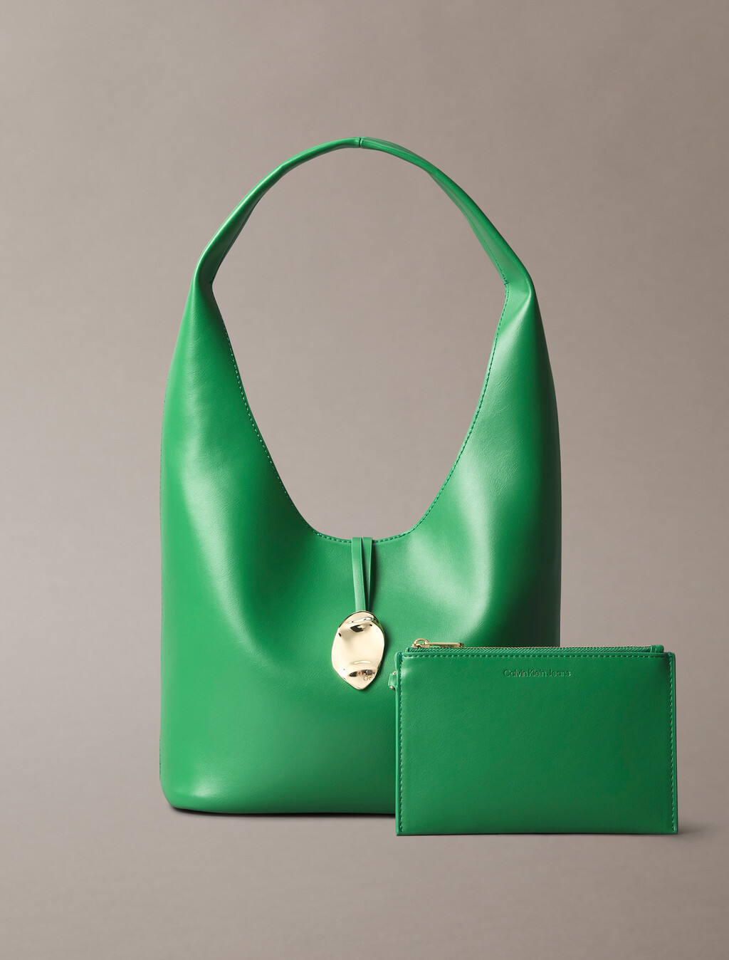 Stone Lock Slouchy Small Shoulder Bag, Emerald Chip, hi-res