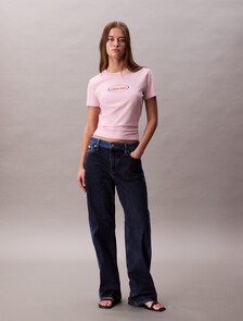 Oval Logo Print Slim Tee, Sweet Pink, hi-res