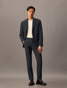 Refined Wool Blend Pinstripe Slim Blazer, Charcoal Heather, hi-res