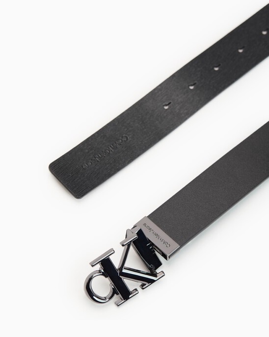 Monogram 飾牌雙面皮帶 3.5 公分