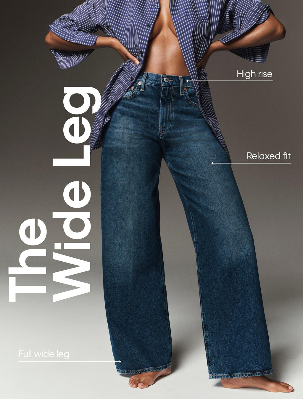 Italian Denim High Rise Wide Leg Jeans, Denim Dark, hi-res