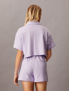 涼感半拉鍊 Polo 衫, Pastel Lilac, hi-res