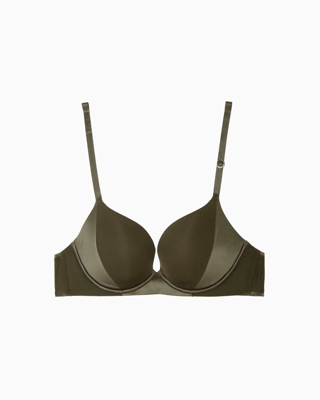 CK BLACK STRUCTURE PUSH UP PLUNGE BRA, PLATINUM GREY, hi-res