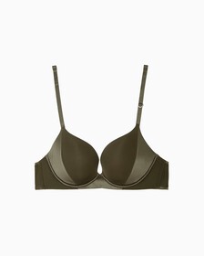 CK BLACK STRUCTURE PUSH UP PLUNGE BRA, PLATINUM GREY, hi-res