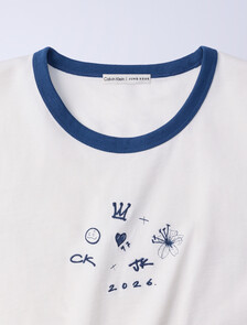 Jung Kook for Calvin Klein Icons Graphic Ringer Baby Tee, Lily, hi-res