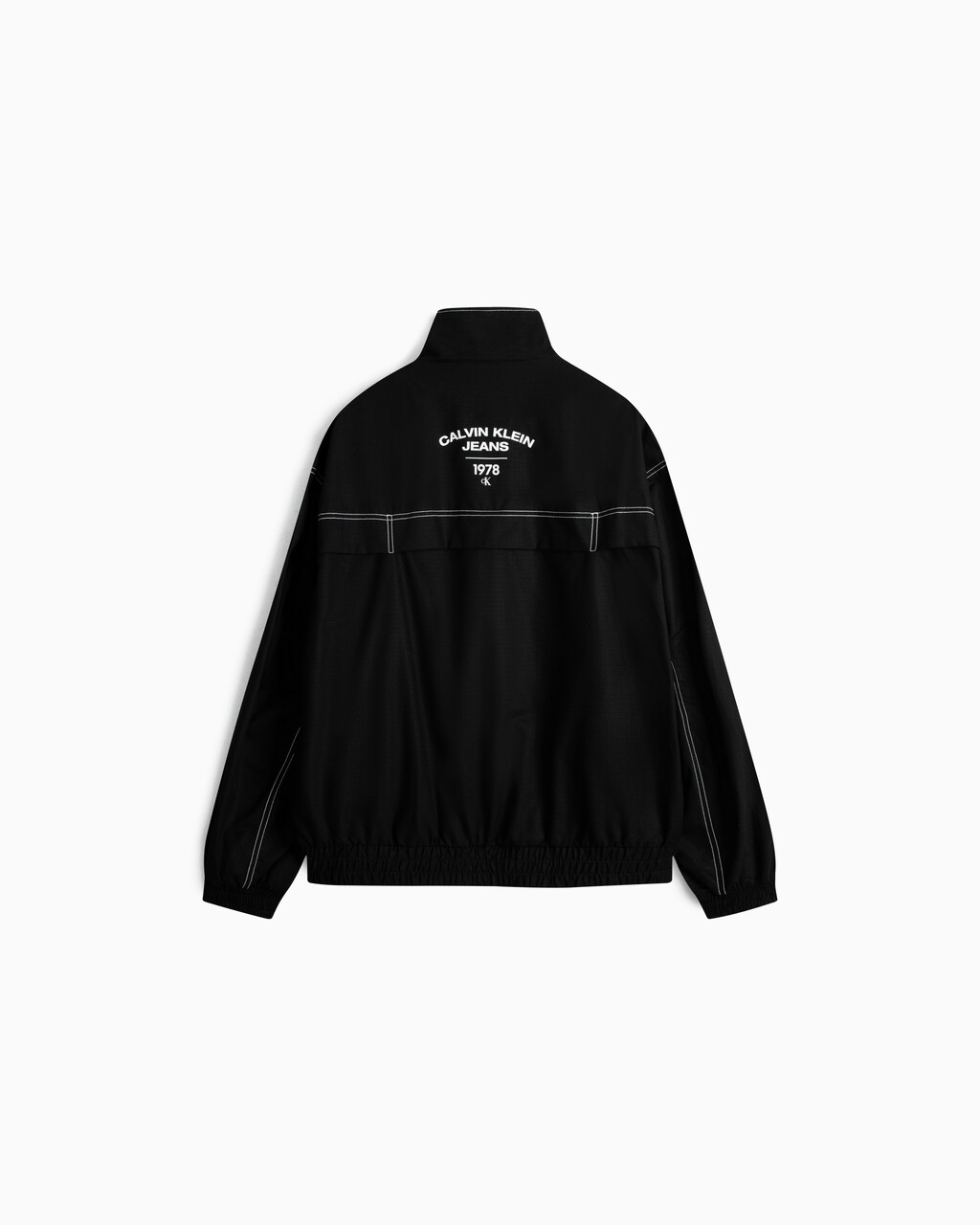 Varsity Curved Logo Stand Collar Jacket, Ck Black, hi-res