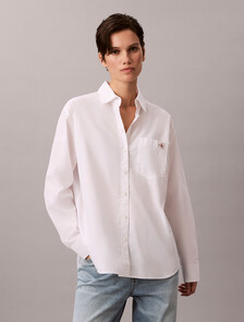 Relaxed Cotton Poplin Shirt, Brilliant White, hi-res