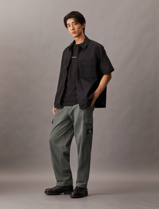 Cooling Mixed Media Zip Up Overshirt