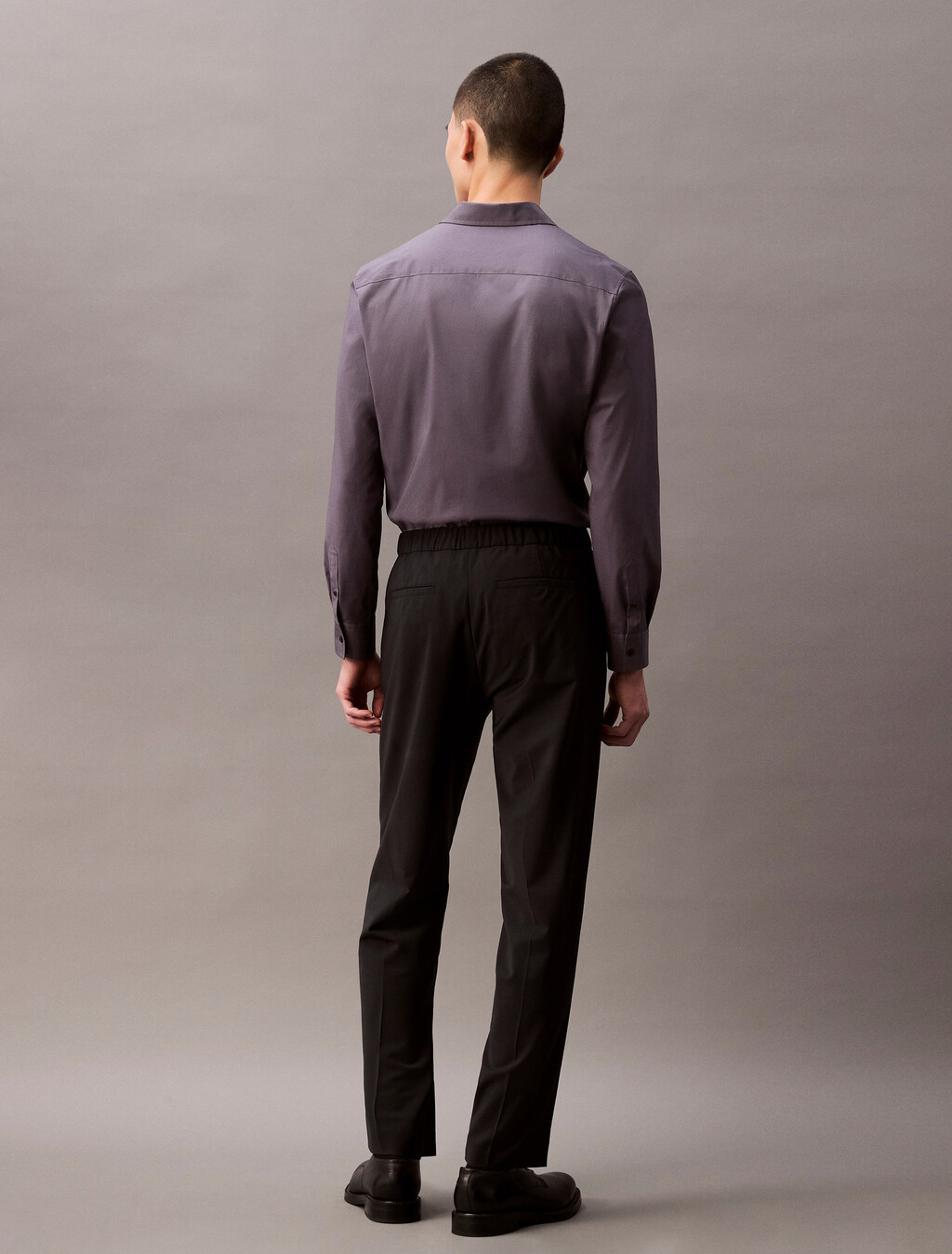 Wool Blend Elastic Classic Trouser, Black Beauty, hi-res