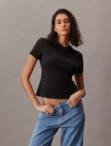 Slim Fit Logo Tee, Black, hi-res