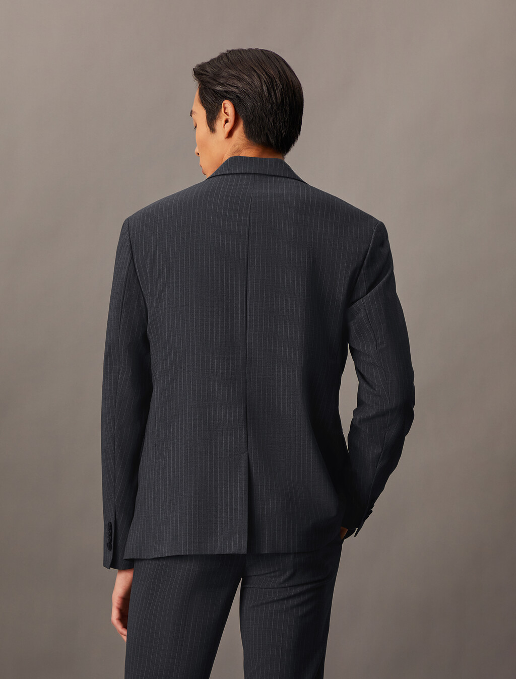 Refined Wool Blend Pinstripe Slim Blazer, Charcoal Heather, hi-res