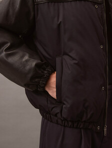 Nylon Leather Bomber Jacket, Vulcan, hi-res