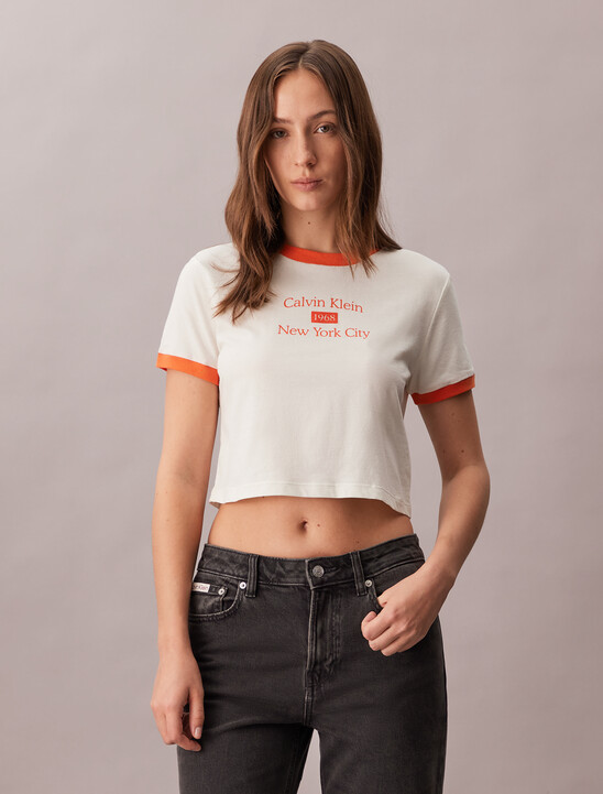 Cropped Logo Ringer T-shirt