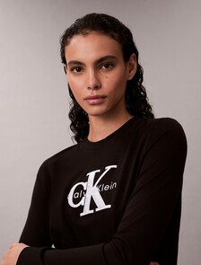 Monogram Long Sleeve Tee, Black, hi-res