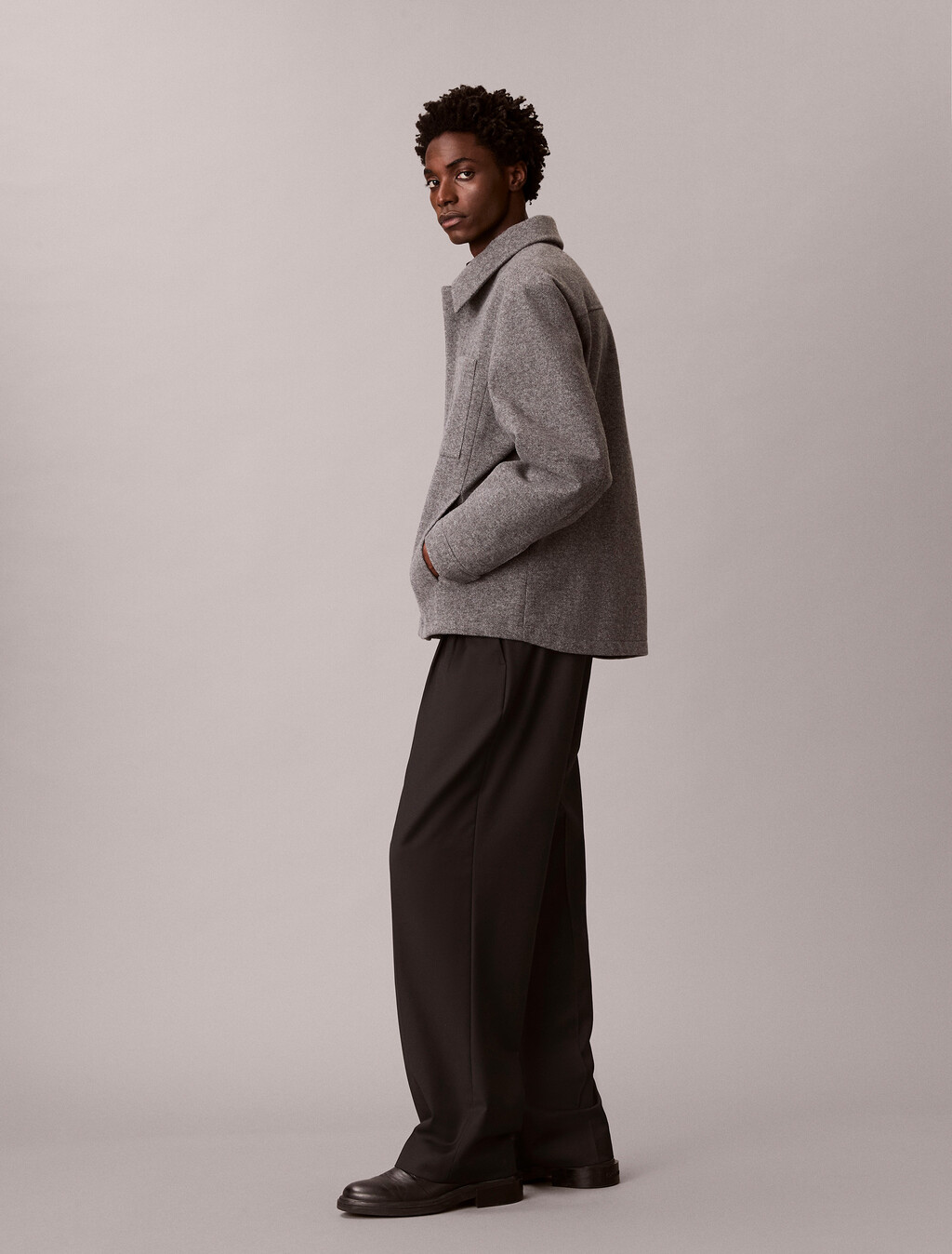 Tech Filled Shirt Jacket, Heather Grey, hi-res