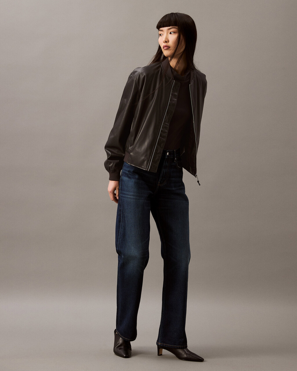 Mercerized Jersey Mock Neck TShirt black Calvin Klein Hong Kong