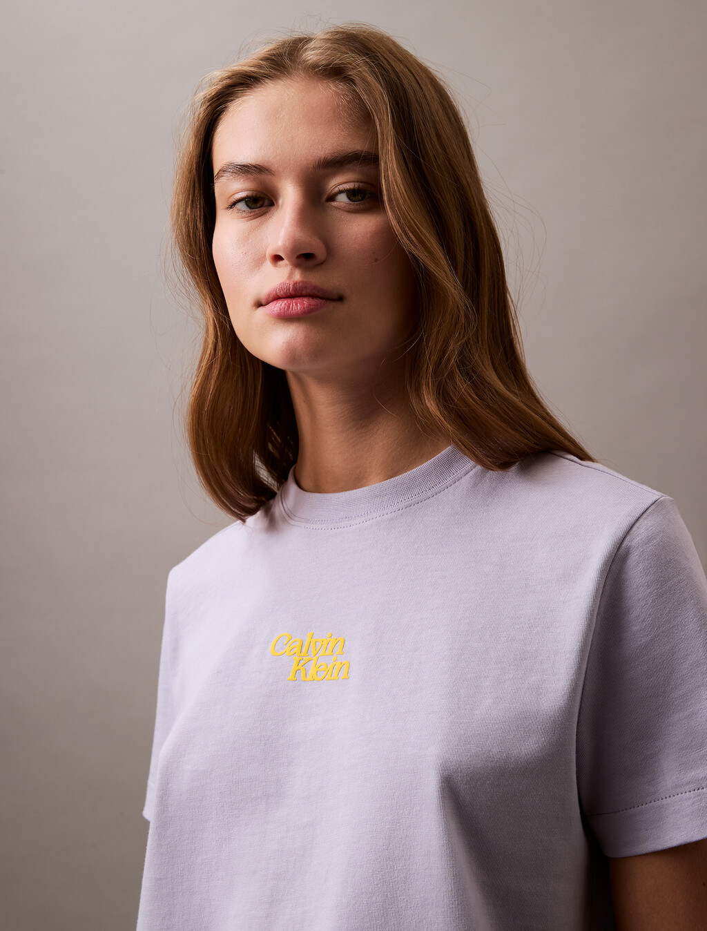 Flocked Logo Crewneck Tee, Languid Lavender, hi-res