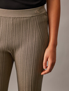 High Rise Slim Rib Knit Pants, Falcon, hi-res