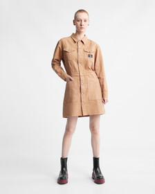 Modern Workwear Canvas Trucker Dress, CANVS TIGER EYE, hi-res