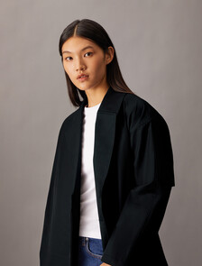 Organic Cotton Blend Trench Coat, Black, hi-res