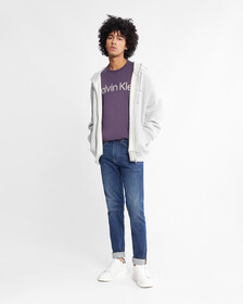 Monogram Zip Up Hoodie, LT GREY HEATHER, hi-res