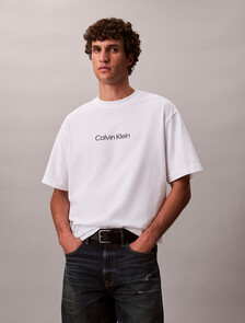 Calvin Logo Crew Neck Tee, Bright White, hi-res