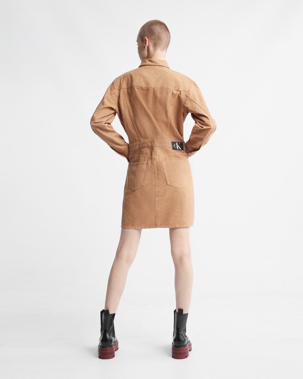 Modern Workwear Canvas Trucker Dress, CANVS TIGER EYE, hi-res