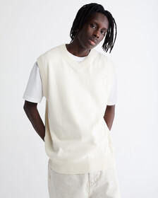 STANDARDS HIGH V-NECK VEST, BONE WHITE-100Y, hi-res