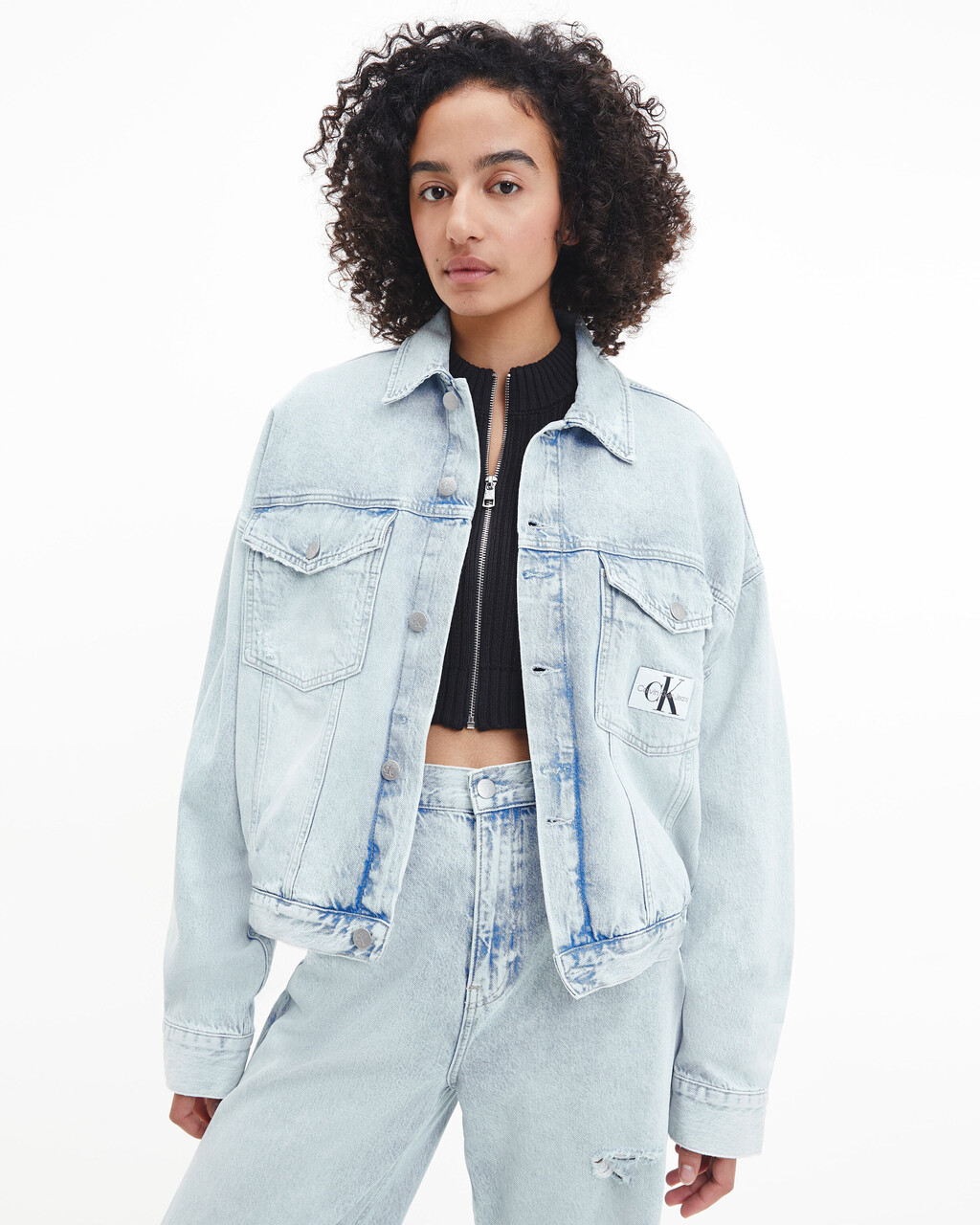 OVERSIZED CROPPED DENIM JACKET, Denim Light, hi-res