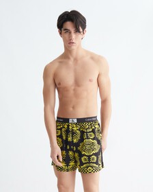 CALVIN KLEIN 1996 梭織棉質平角內褲, SNAKE PRINT_MORNINGSIDE YELLOW, hi-res