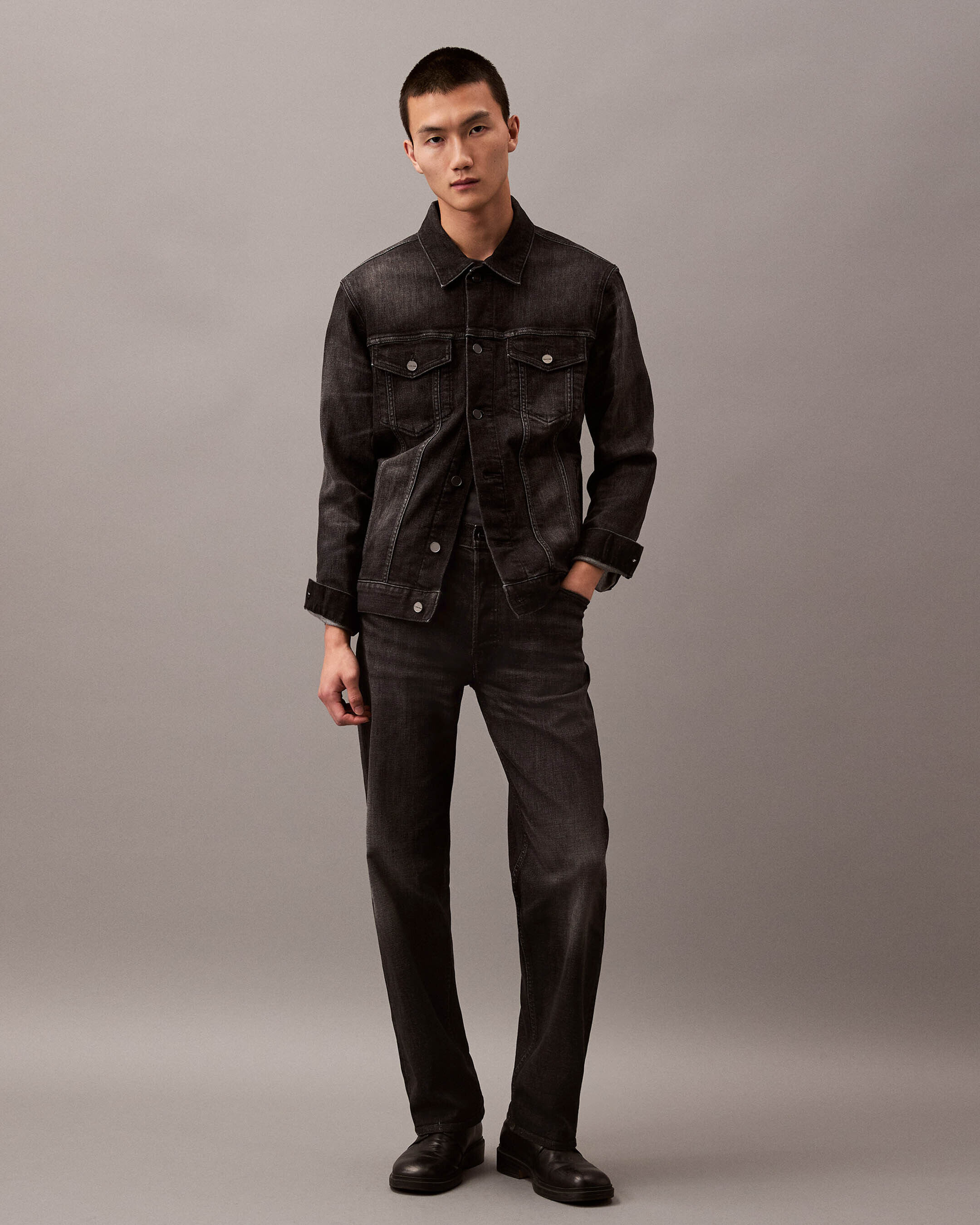 ジャケット・アウター Cashmere Denim Trucker Jacket Cashmere Denim Trucker Jacket | black | Calvin Klein Hong Kong