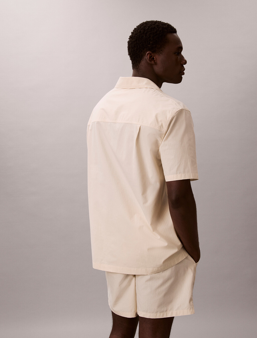 Cotton Crest Logo Pyjama Top, SLIM STRIPE CHALK, hi-res