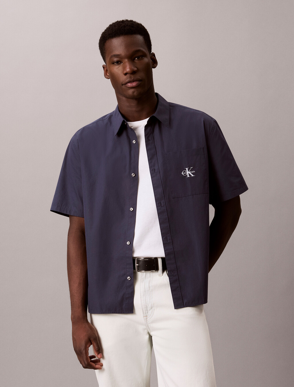 Washed Cotton Poplin Relaxed Shirt, Blue Nights, hi-res