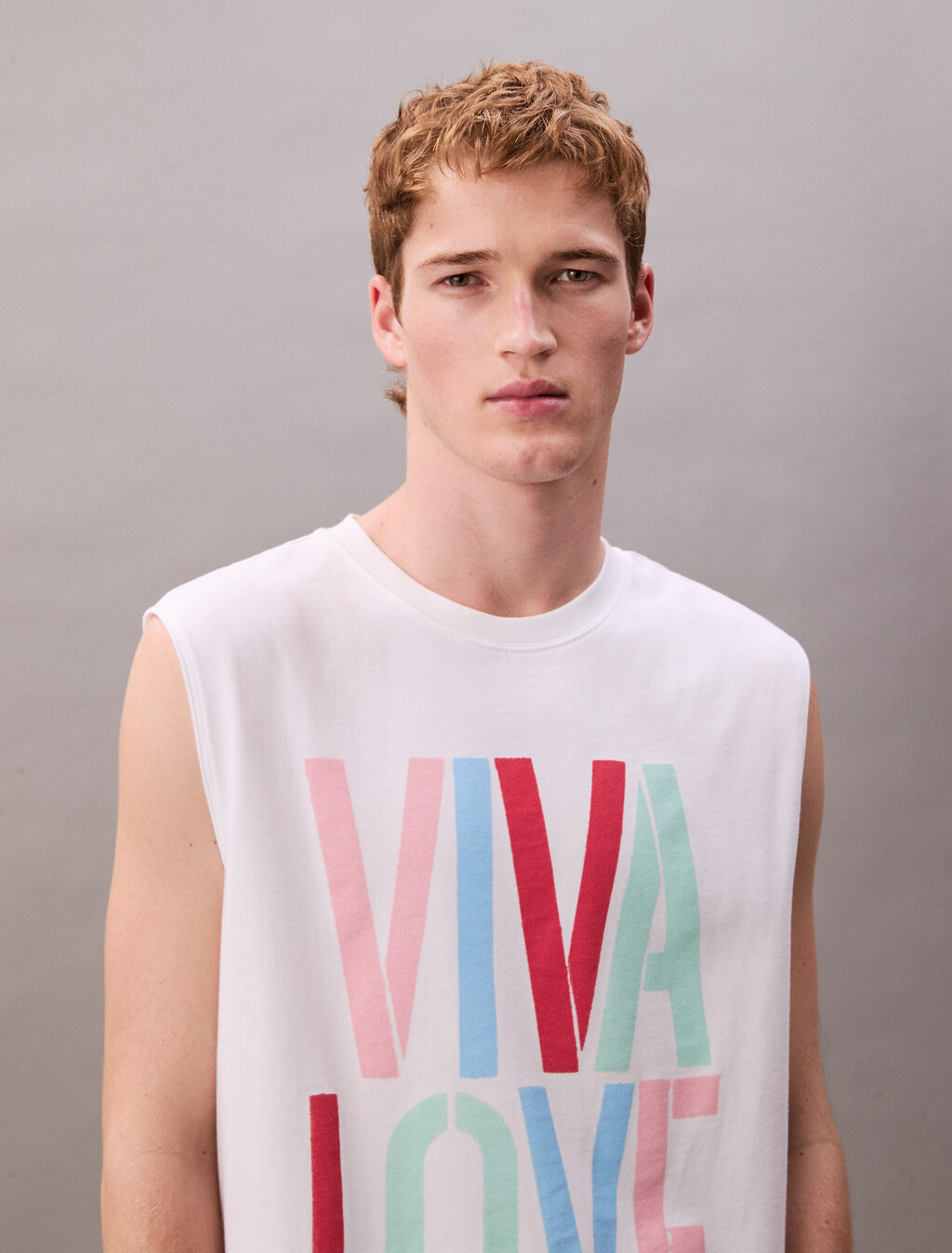 Pride Viva Love Graphic Relaxed Tank Top, Bright White, hi-res