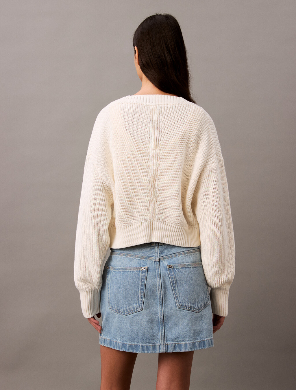 2 in 1 Cropped Cardigan Set, Tofu, hi-res