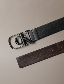 弧形 Monogram 搭扣雙面腰帶 32 公釐, Black/CK Dark Brown, hi-res