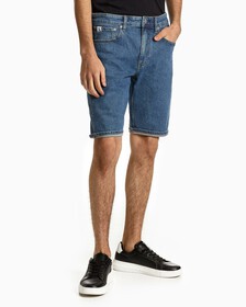 Smooth Cotton Denim Shorts, Med Blue Utility Pocket Label, hi-res