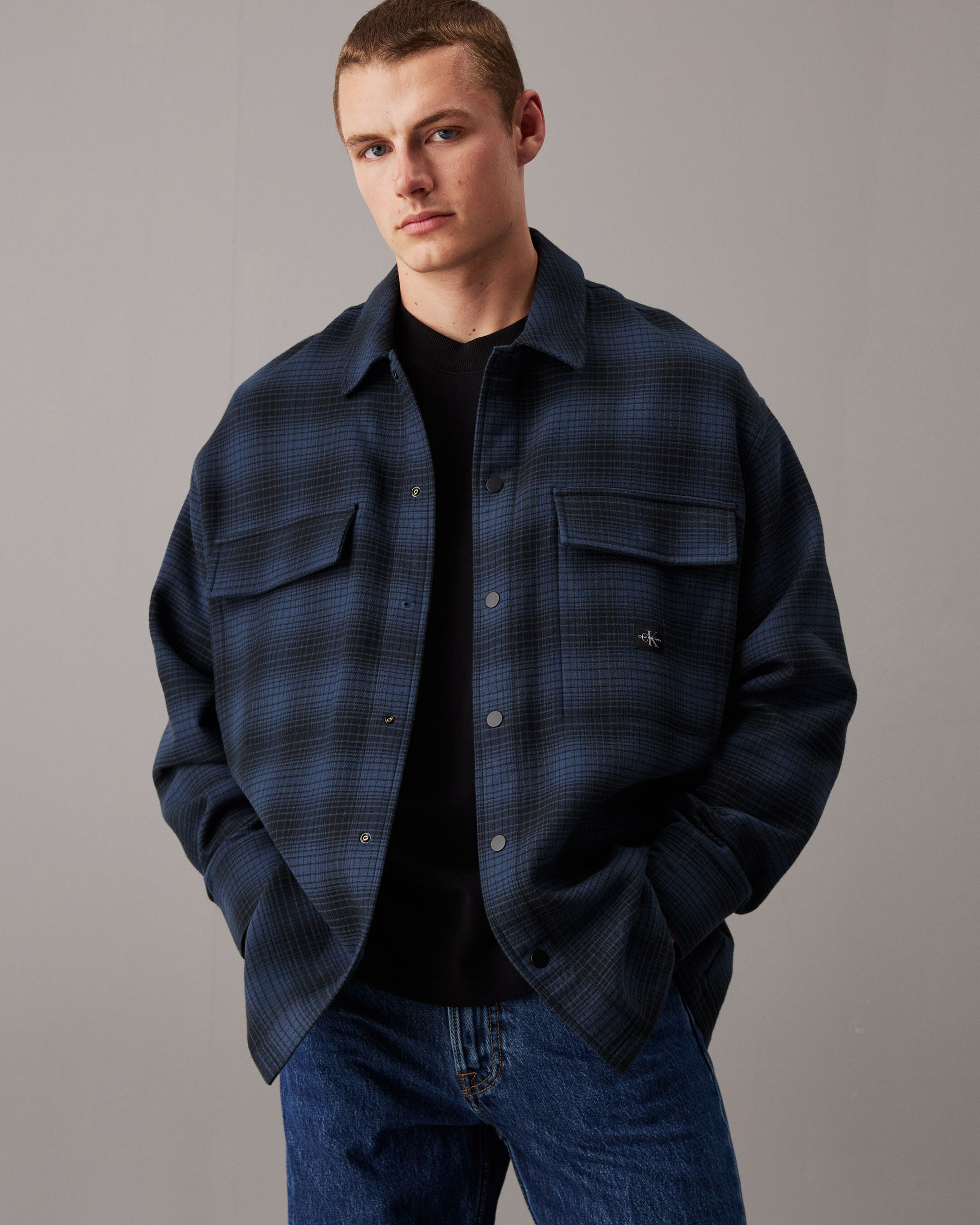 Oversized Checked Shirt Jacket black Calvin Klein Hong Kong