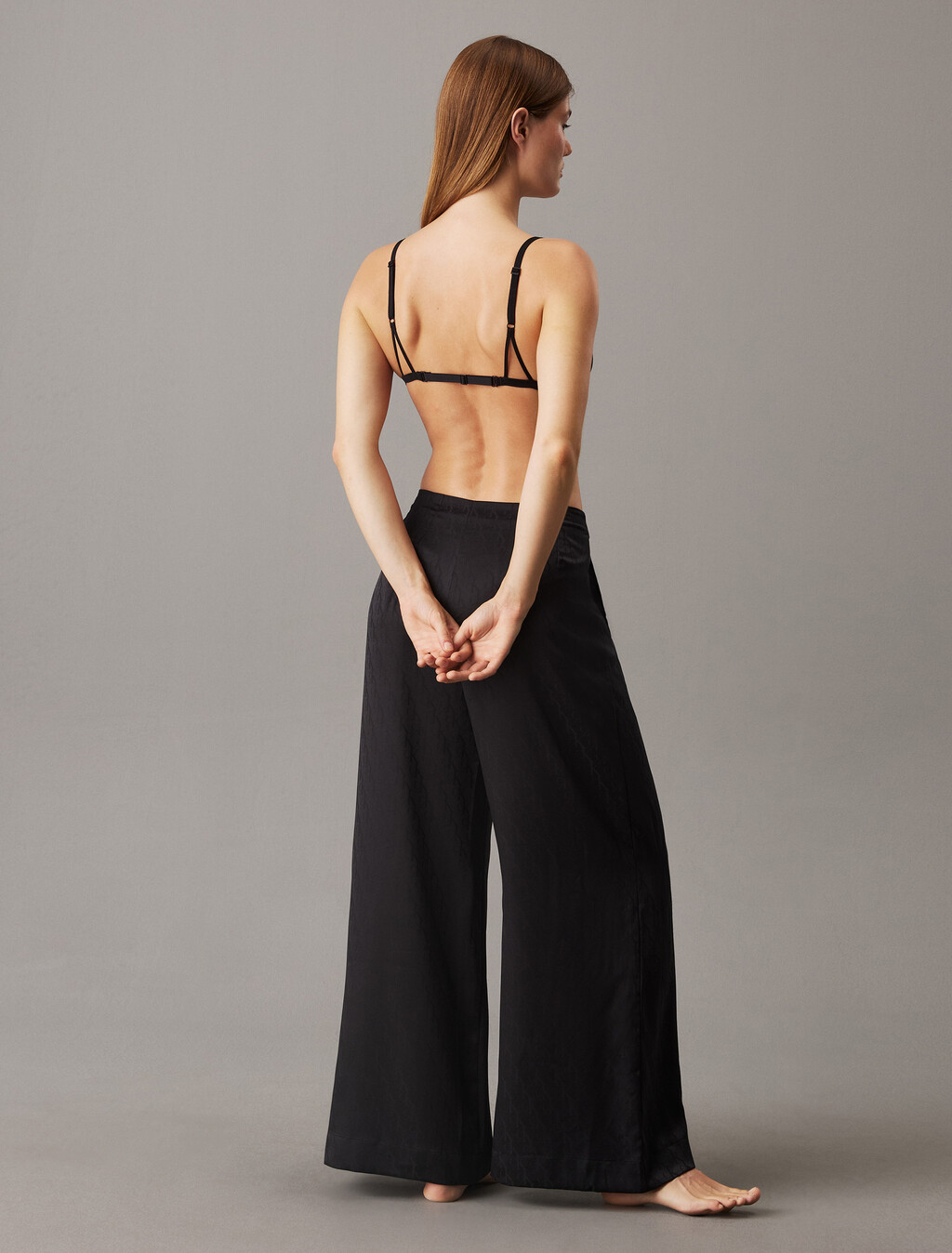 Sensual Satin 緞面 Monogram 提花寬筒長褲, 18345 HOLIDAY SHINE+BLACK, hi-res