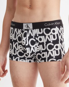 CALVIN KLEIN 1996 MICRO LOW RISE TRUNKS, NEON LIGHTS LOGO PRINT_BLACK, hi-res