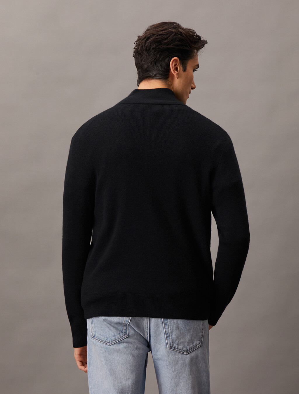 Cashmere Full Zip Sweater, Black, hi-res