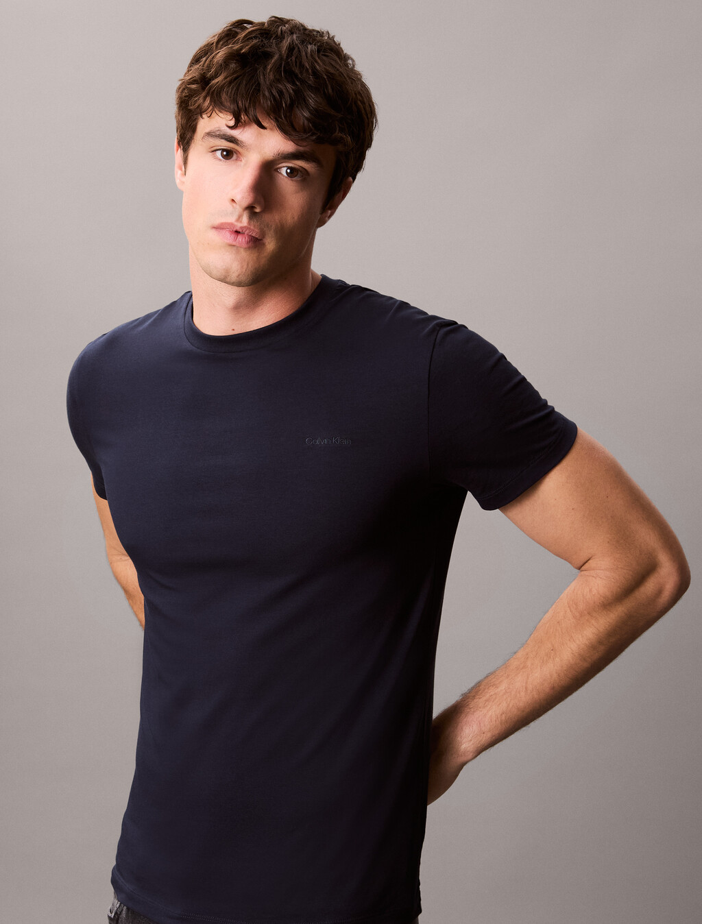 Stretch Cotton Slim Tee, Dark Sapphire, hi-res